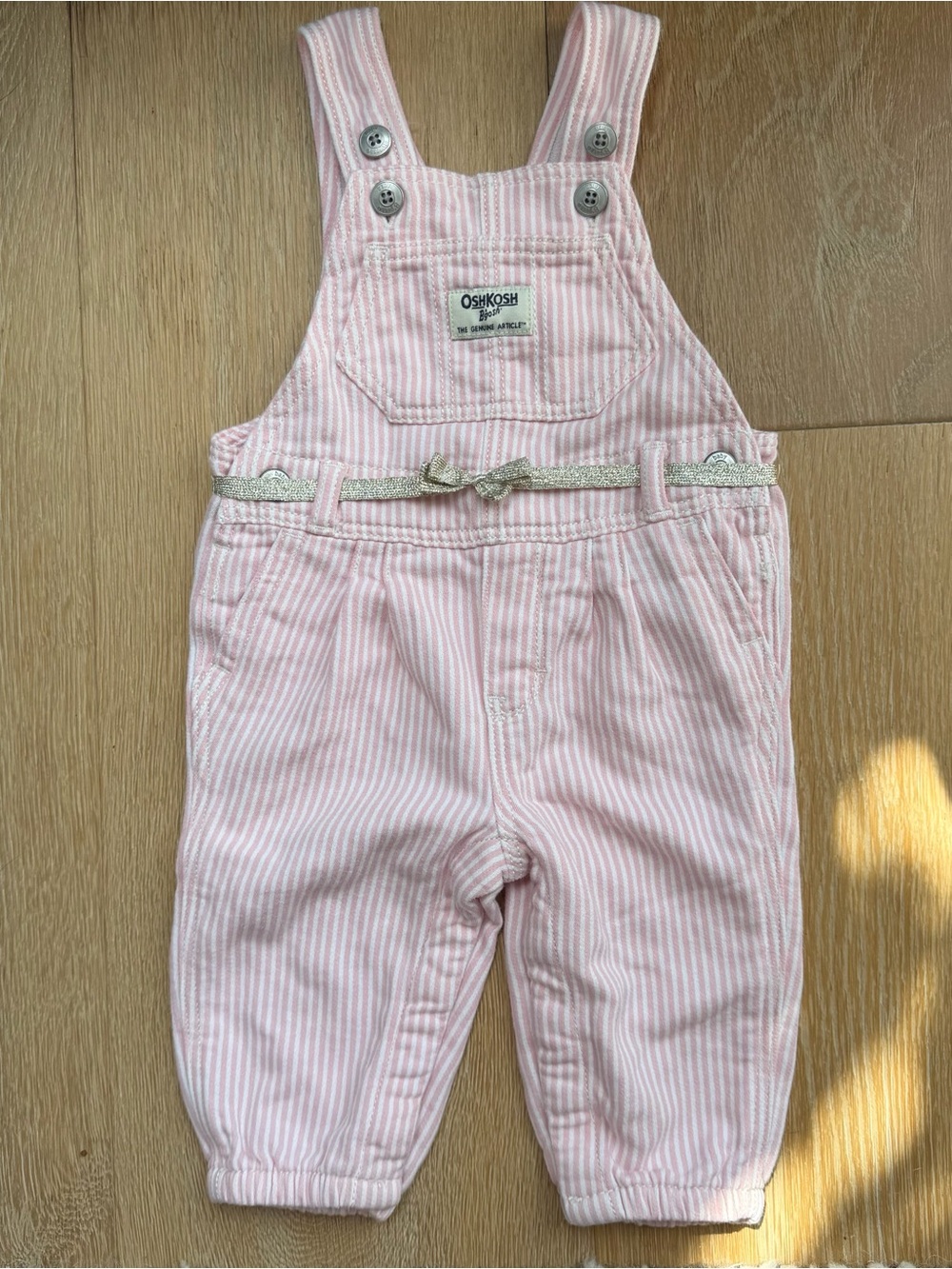 OshKosh B'gosh Pink Stripe Overalls with Glitter Belt